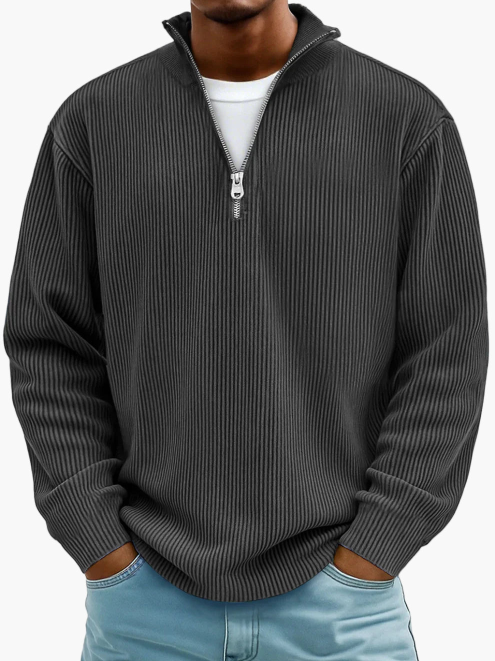 Men's Half-Zip Knit Sweater – Modern Casual Style for Everyday & Office