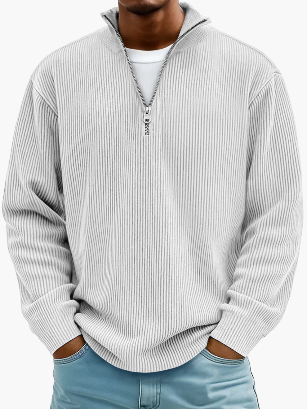 Men's Half-Zip Knit Sweater – Modern Casual Style for Everyday & Office
