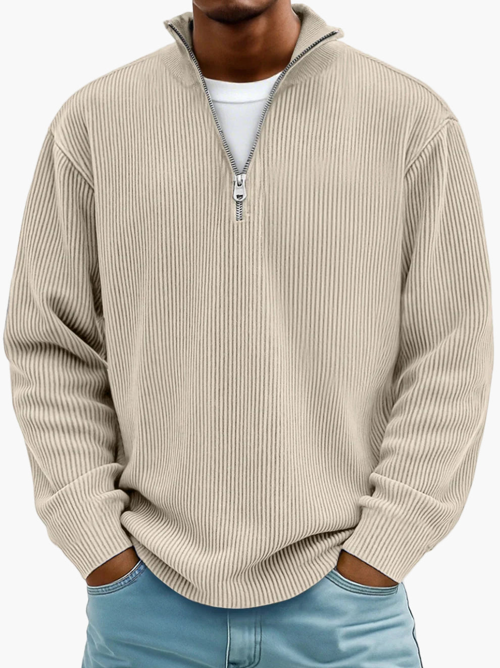 Men's Half-Zip Knit Sweater – Modern Casual Style for Everyday & Office