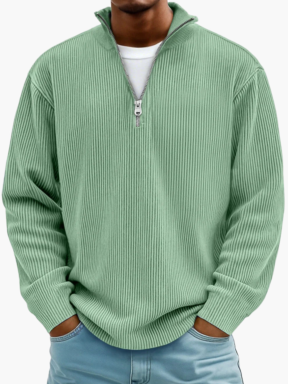 Men's Half-Zip Knit Sweater – Modern Casual Style for Everyday & Office