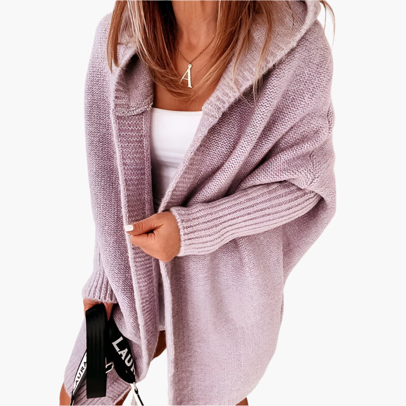 Women's knitted cardigan with hood – cozy oversized cardigan for autumn and winter, fashionable casual outfit