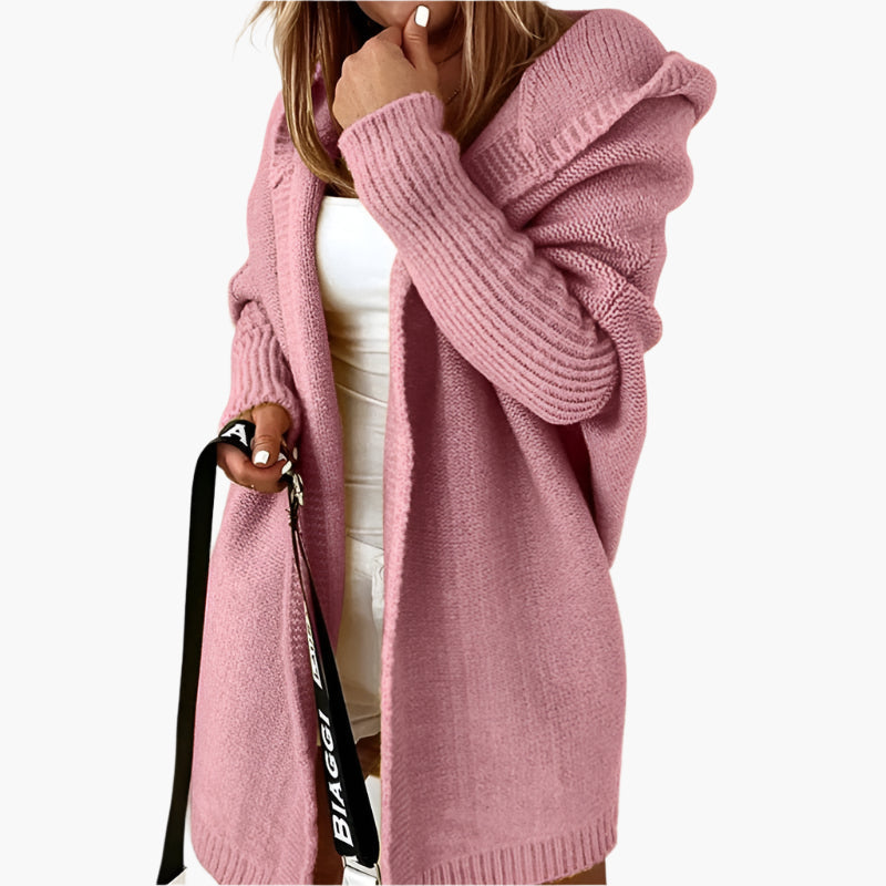 Women's knitted cardigan with hood – cozy oversized cardigan for autumn and winter, fashionable casual outfit