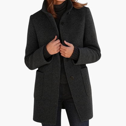Damen Klassischer Citymantel mit Stehkragen – Eleganter Alltagsmantel für Herbst und Winter