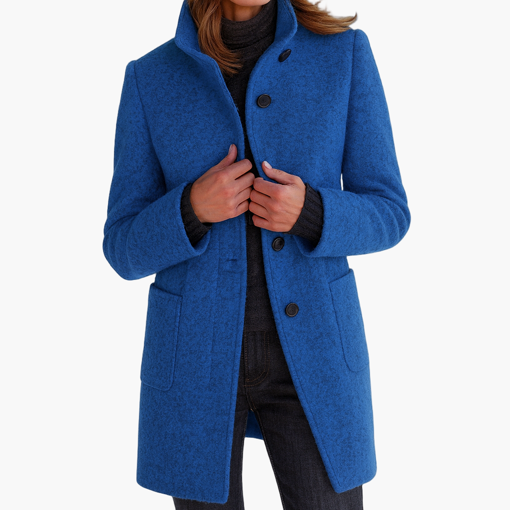 Damen Klassischer Citymantel mit Stehkragen – Eleganter Alltagsmantel für Herbst und Winter