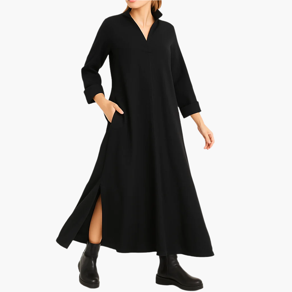 Damen Maxikleid Lockerer Schnitt Modernes Freizeit- und Alltagskleid mit Schlitzdetails