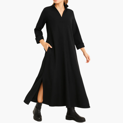 Damen Maxikleid Lockerer Schnitt Modernes Freizeit- und Alltagskleid mit Schlitzdetails