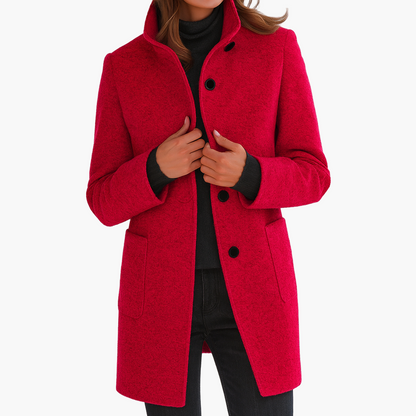 Damen Klassischer Citymantel mit Stehkragen – Eleganter Alltagsmantel für Herbst und Winter