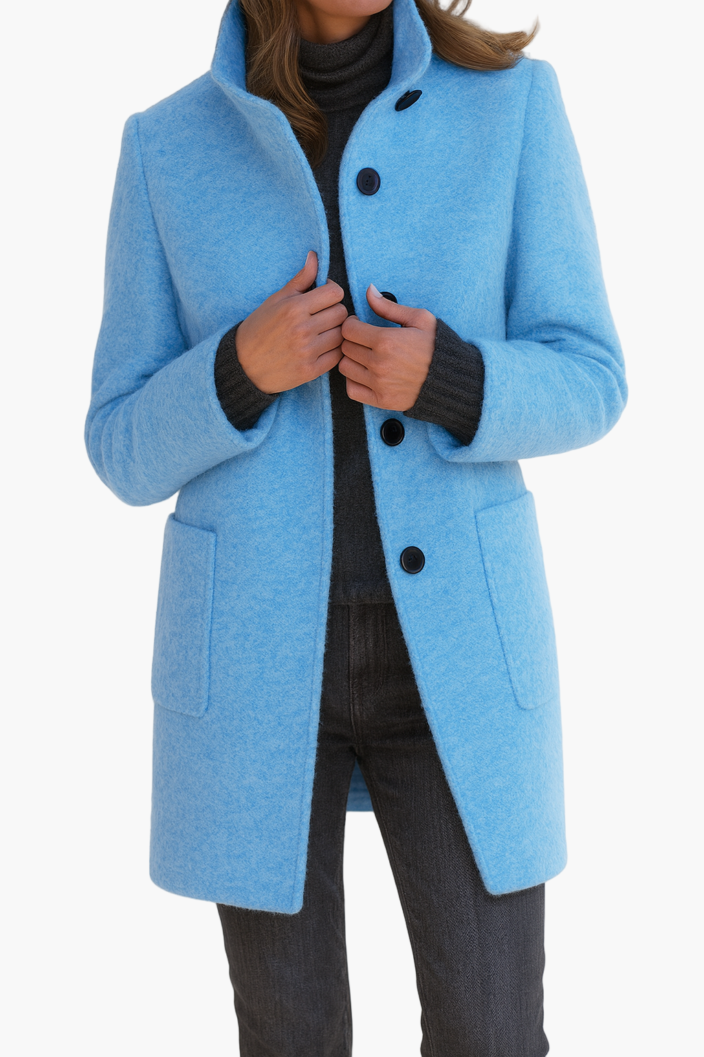 Damen Klassischer Citymantel mit Stehkragen – Eleganter Alltagsmantel für Herbst und Winter