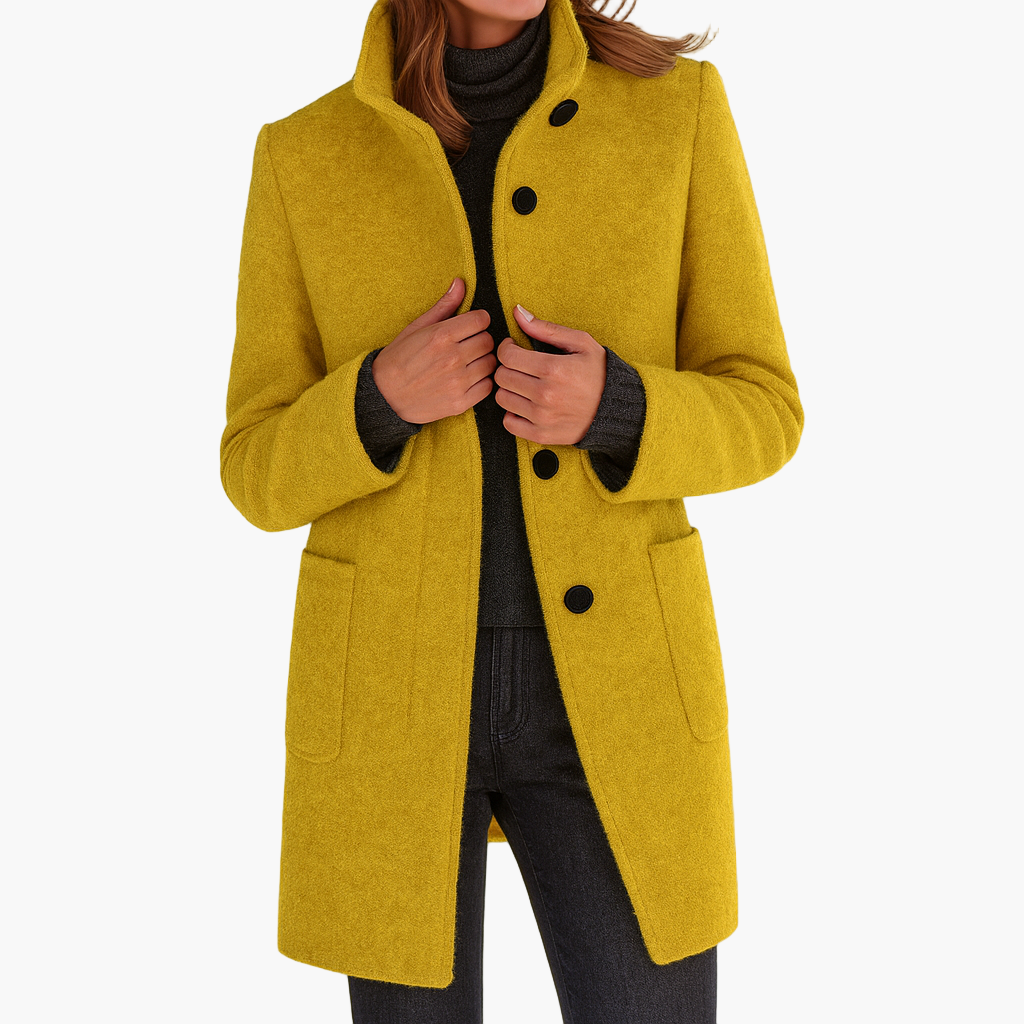 Damen Klassischer Citymantel mit Stehkragen – Eleganter Alltagsmantel für Herbst und Winter