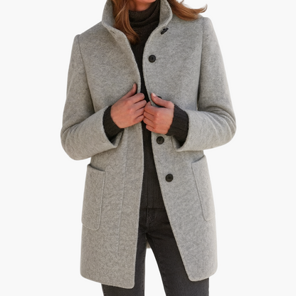 Damen Klassischer Citymantel mit Stehkragen – Eleganter Alltagsmantel für Herbst und Winter