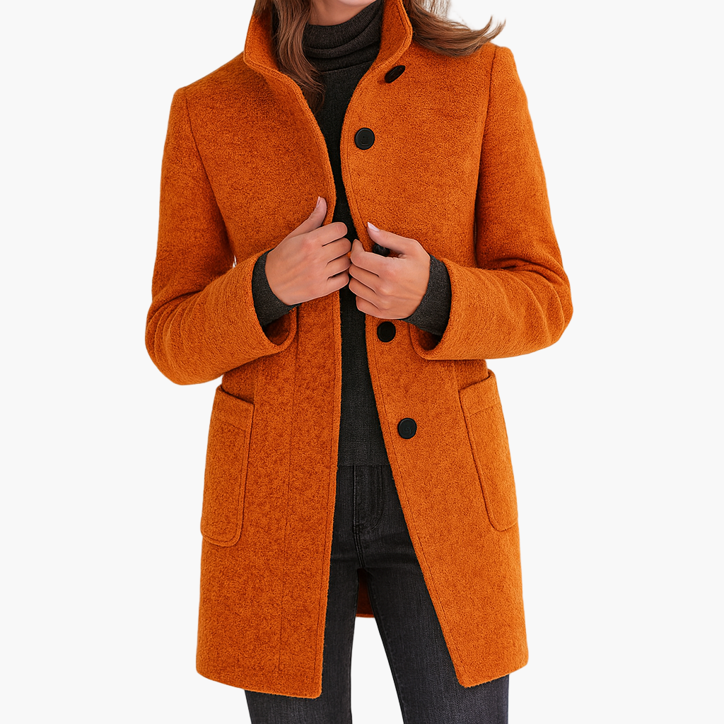 Damen Klassischer Citymantel mit Stehkragen – Eleganter Alltagsmantel für Herbst und Winter