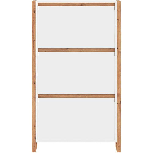 Schoenenkast wit eiken met drie fronten, 70 x 25 x 125 cm