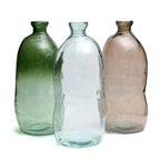 Vaas gerecycled glas Jinsuo blauw 34 x 34 x 73 cm, organische flesvorm