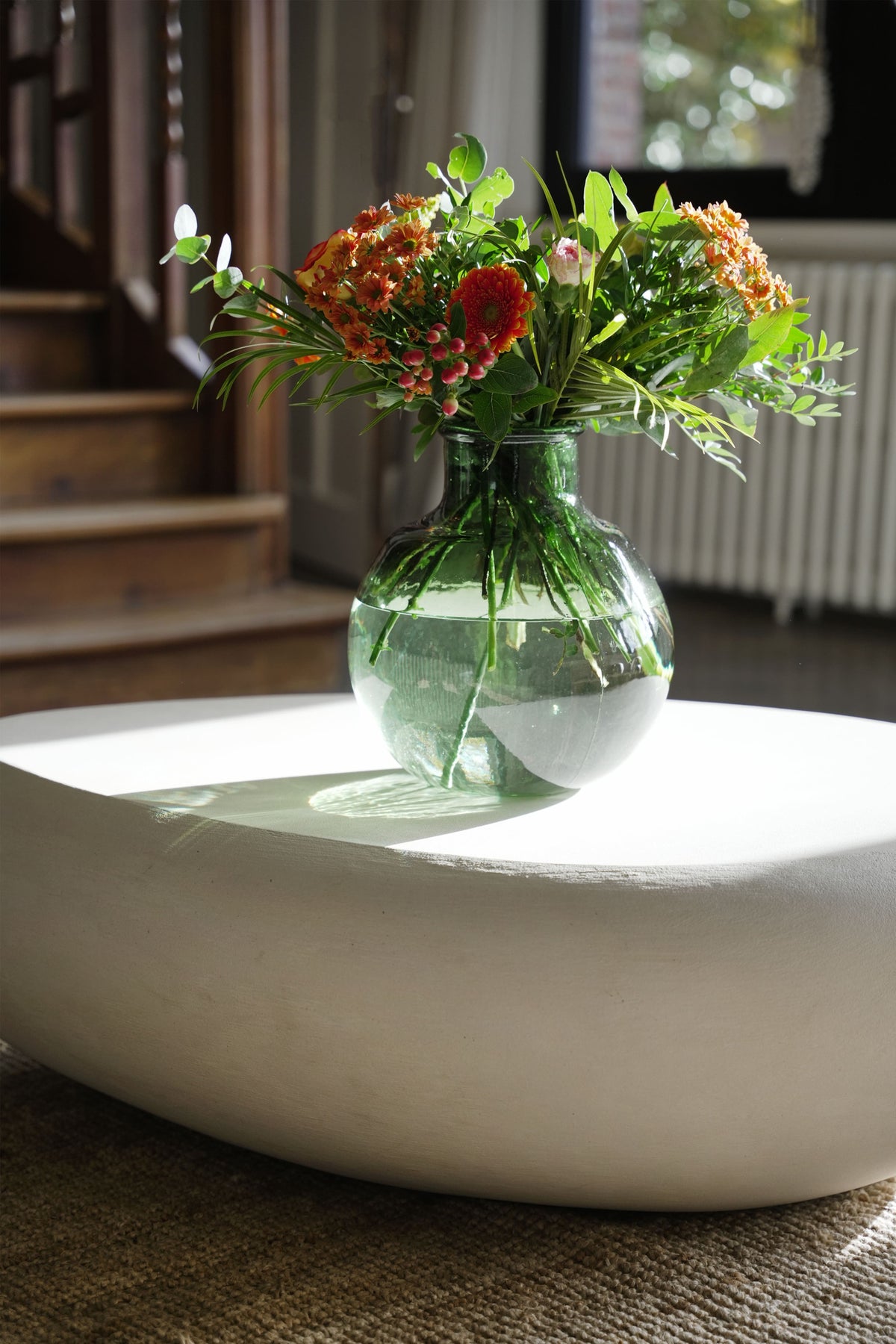 Vaas gerecycled glas groen Yugang, organische bubbelvorm – 25 x 25 x 31 cm