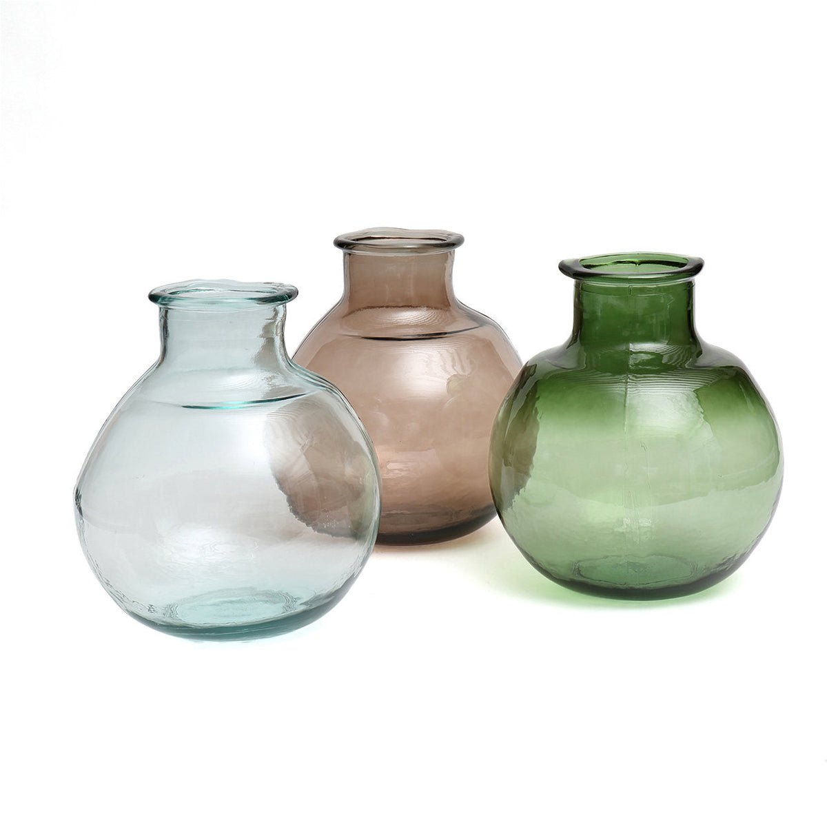 Vaas gerecycled glas groen Yugang, organische bubbelvorm – 25 x 25 x 31 cm