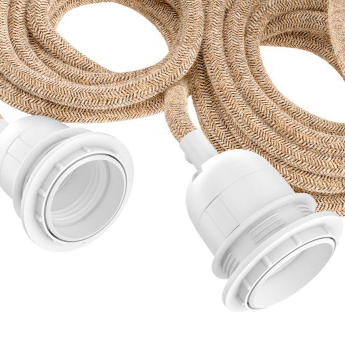 Plafondfitting voor 3 hanglampen, E27 max. 40 W, natuurlijk wit met jute-look snoer 250 cm