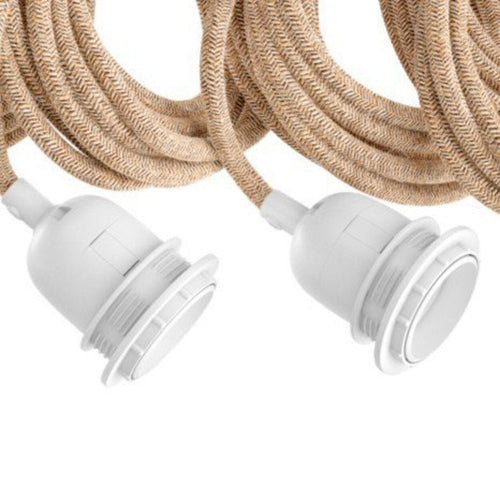 Plafondfittingen set van 5 met plafondrozet, E27, max. 40 W per lamp, naturel wit, lengte 350 cm