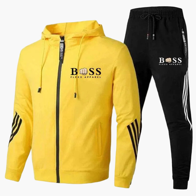 Men's Training Suit Set Sportswear Two-Piece with Hooded Sweatshirt – Fashionable Leisure and Exercise Look