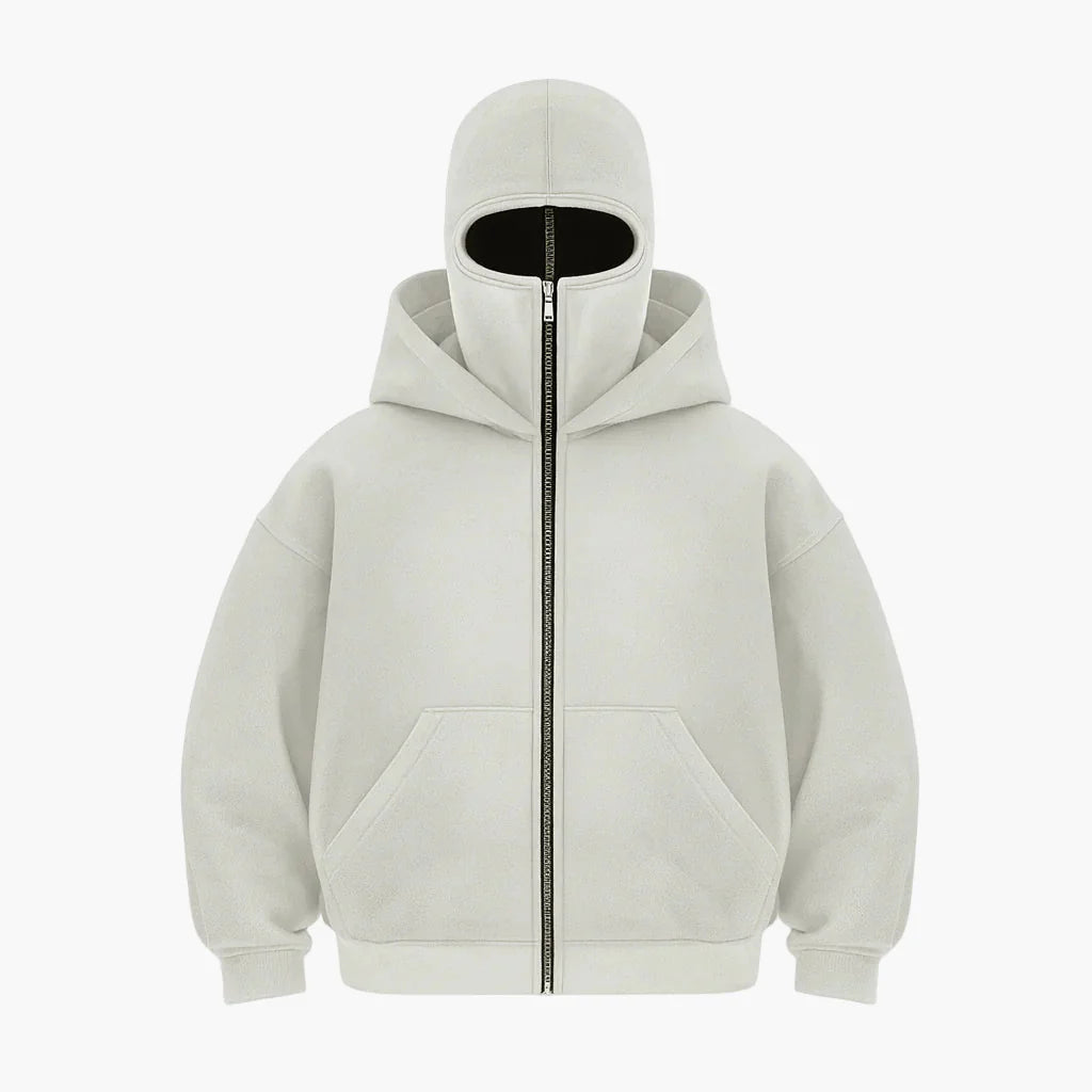 Unisex Urban Tech Zip Hoodie with integrated balaclava – Streetwear for everyday & outdoor