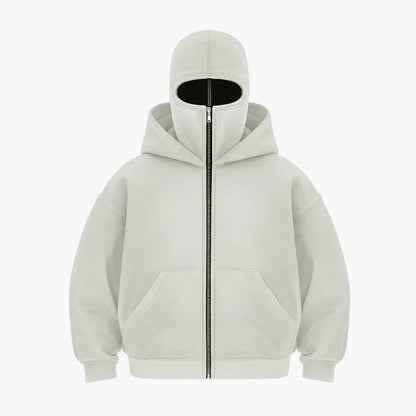 Unisex Urban Tech Zip Hoodie with integrated balaclava – Streetwear for everyday & outdoor