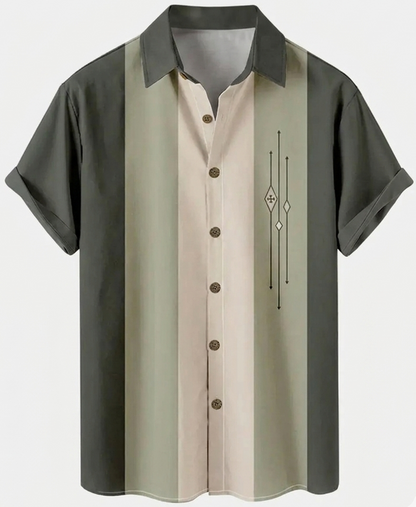 Men's Short Sleeve Bowling Shirt Regular Fit – Retro Casual Style for Everyday & Summer
