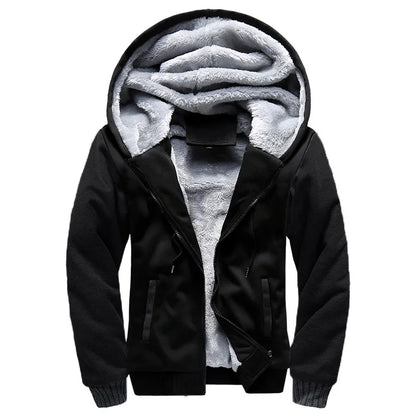 Lined men's hoodie jacket with zip closure and pockets