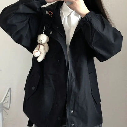 Blue hoodie jacket with zipper and pockets