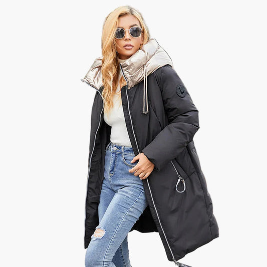 Damen Steppmantel mit modischem Oversized-Kragen – Urbaner Wintermantel für Alltag & Freizeit