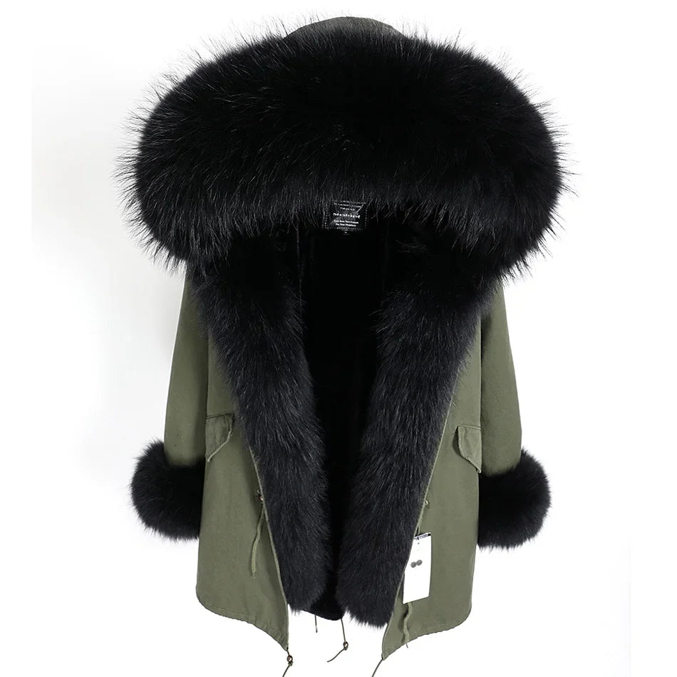 Damen Winter Parka mit abnehmbarem Fellbesatz und Kapuze