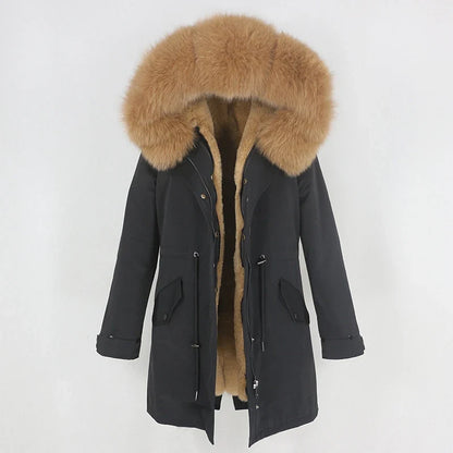 Men's parka with hood and fur collar, lined