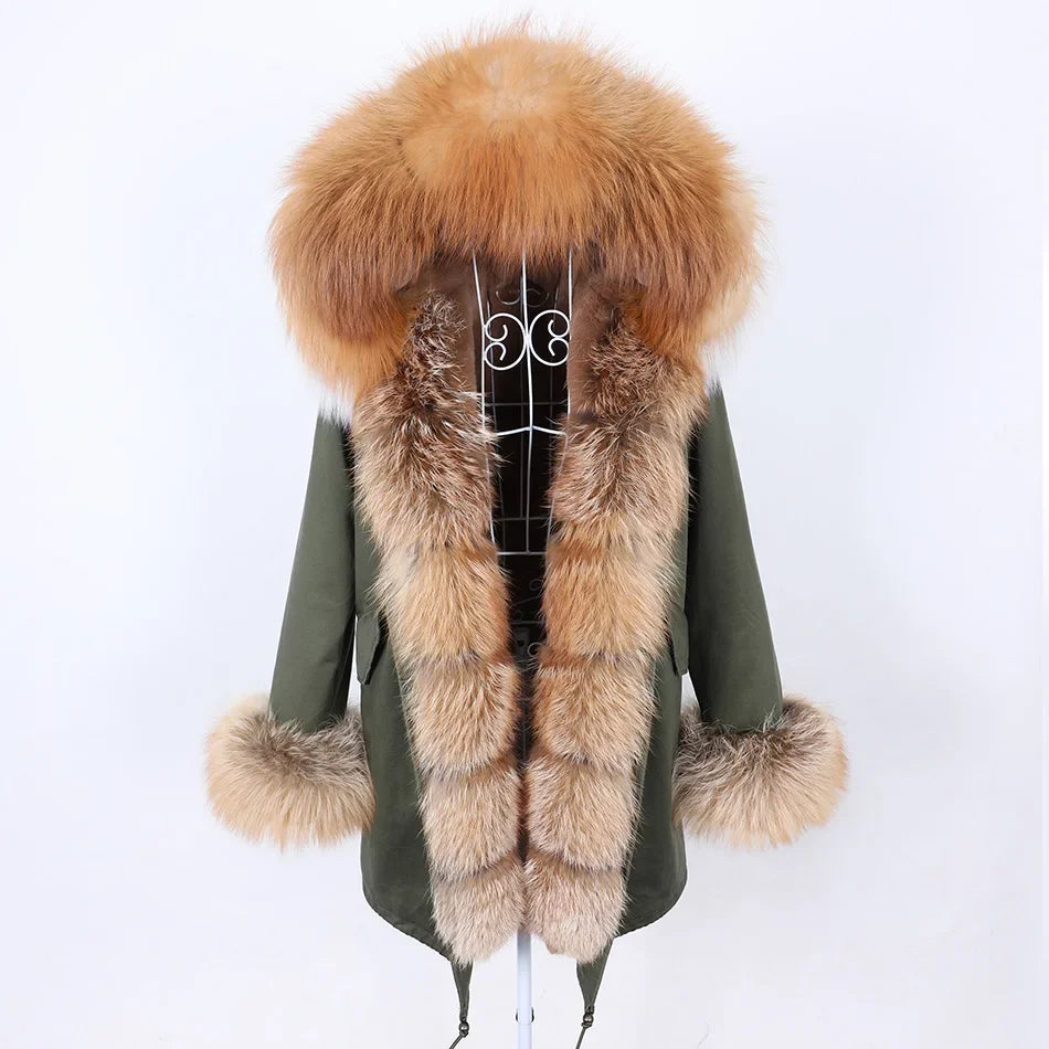 Damen Winter Parka mit abnehmbarem Fellbesatz und Kapuze