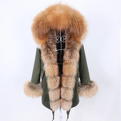 Damen Winter Parka mit abnehmbarem Fellbesatz und Kapuze