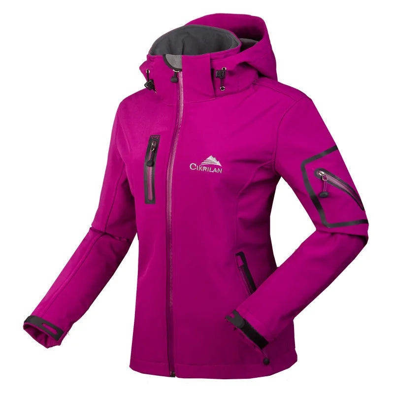 Outdoor Jacke Damen Türkis Winddicht Kapuze Reißverschlusstaschen