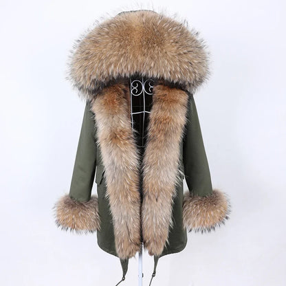 Damen Winter Parka mit abnehmbarem Fellbesatz und Kapuze