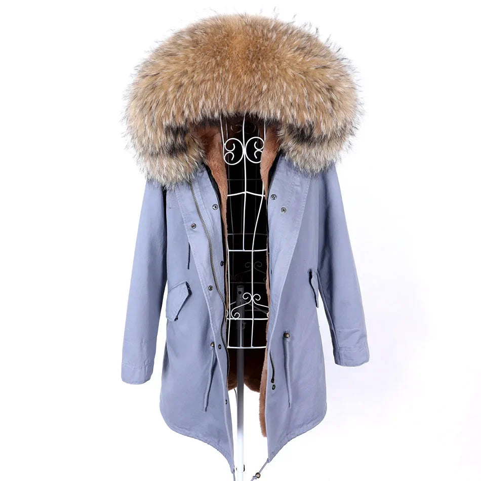 Damen Winter Parka mit abnehmbarem Fellbesatz und Kapuze