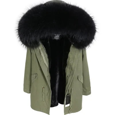 Women's Winter Parka with Large Faux Fur Collar & Warm Lining