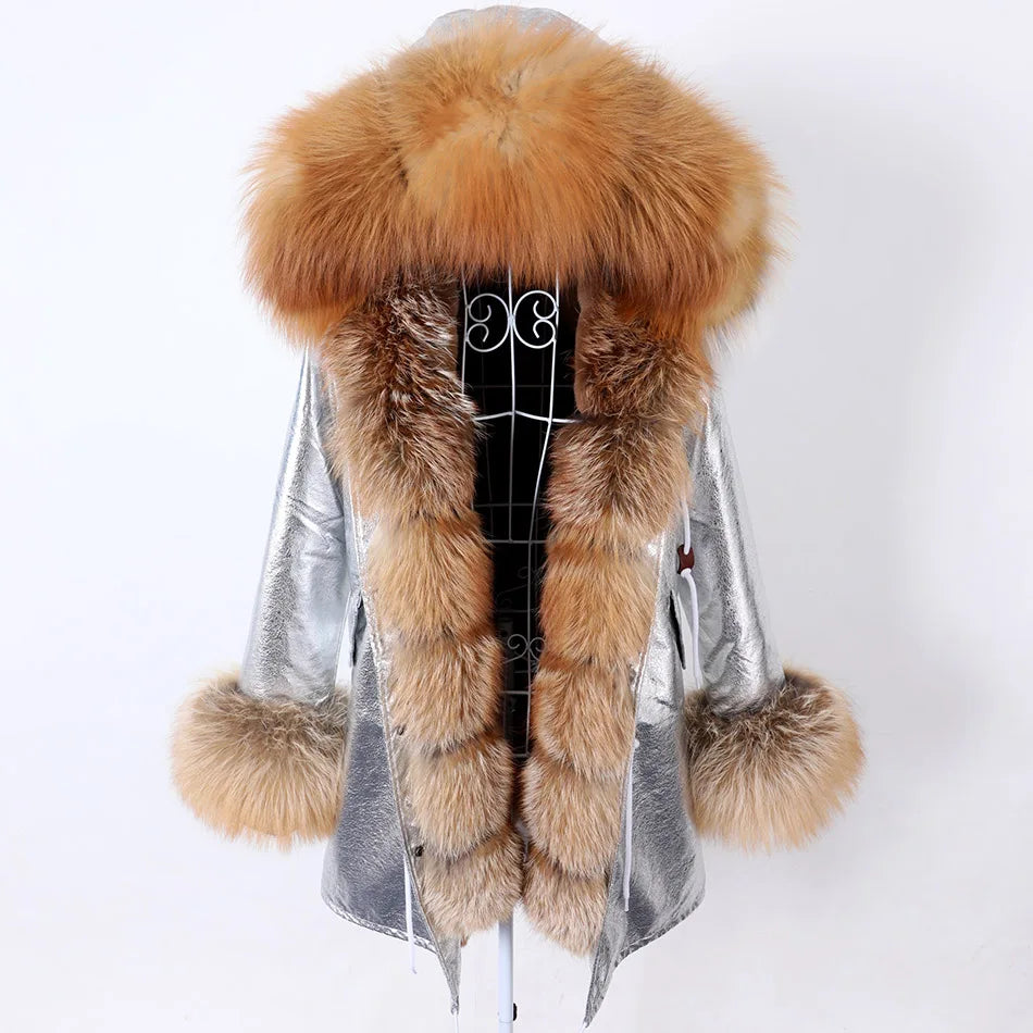 Damen Winter Parka mit abnehmbarem Fellbesatz und Kapuze