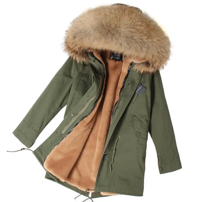 Women's Winter Parka with Large Faux Fur Collar & Warm Lining