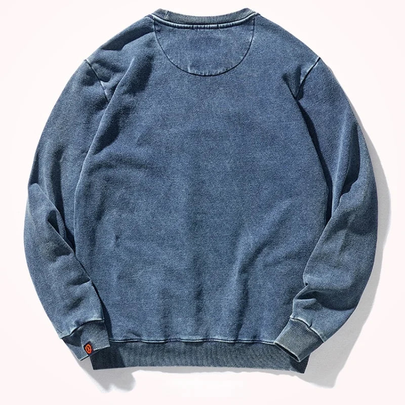 Unisex Sweatshirt Rundhalsausschnitt Langarm Baumwoll-Optik Gewaschen