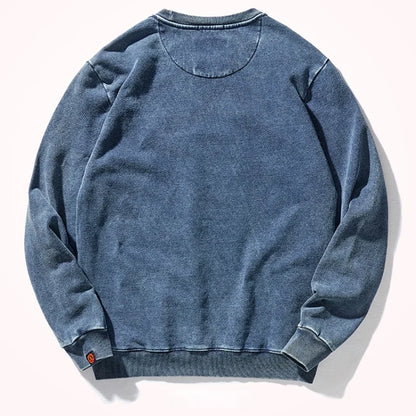 Unisex Sweatshirt Rundhalsausschnitt Langarm Baumwoll-Optik Gewaschen