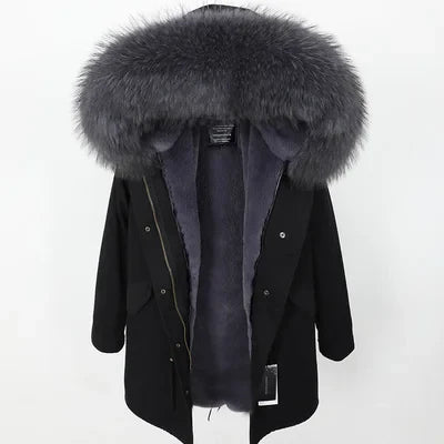 Women's Winter Parka with Large Faux Fur Collar & Warm Lining