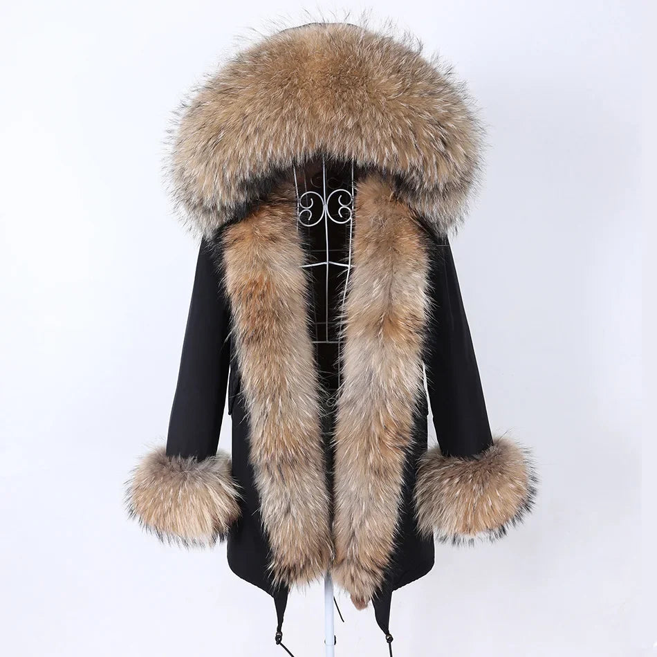 Damen Winter Parka mit abnehmbarem Fellbesatz und Kapuze