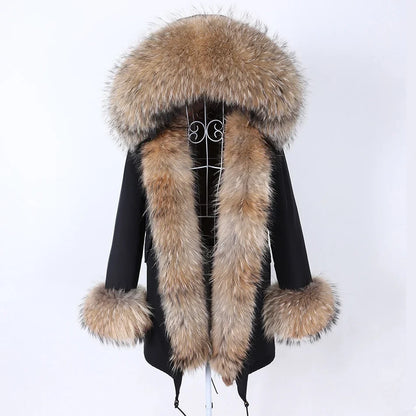 Damen Winter Parka mit abnehmbarem Fellbesatz und Kapuze