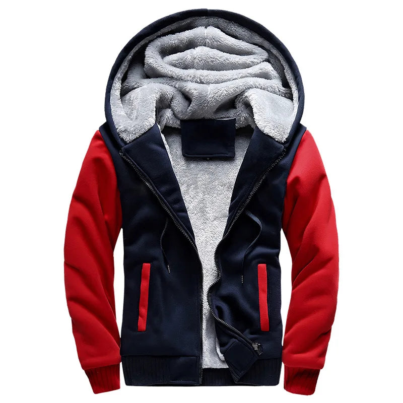 Lined men's hoodie jacket with zip closure and pockets