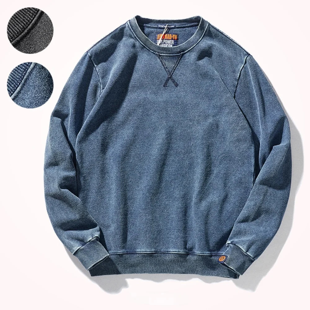 Unisex Sweatshirt Rundhalsausschnitt Langarm Baumwoll-Optik Gewaschen