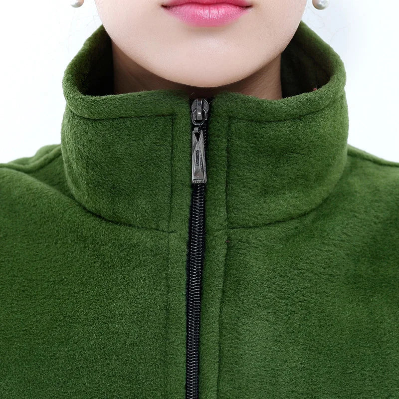 Women's fleece vest with stand-up collar and zipper