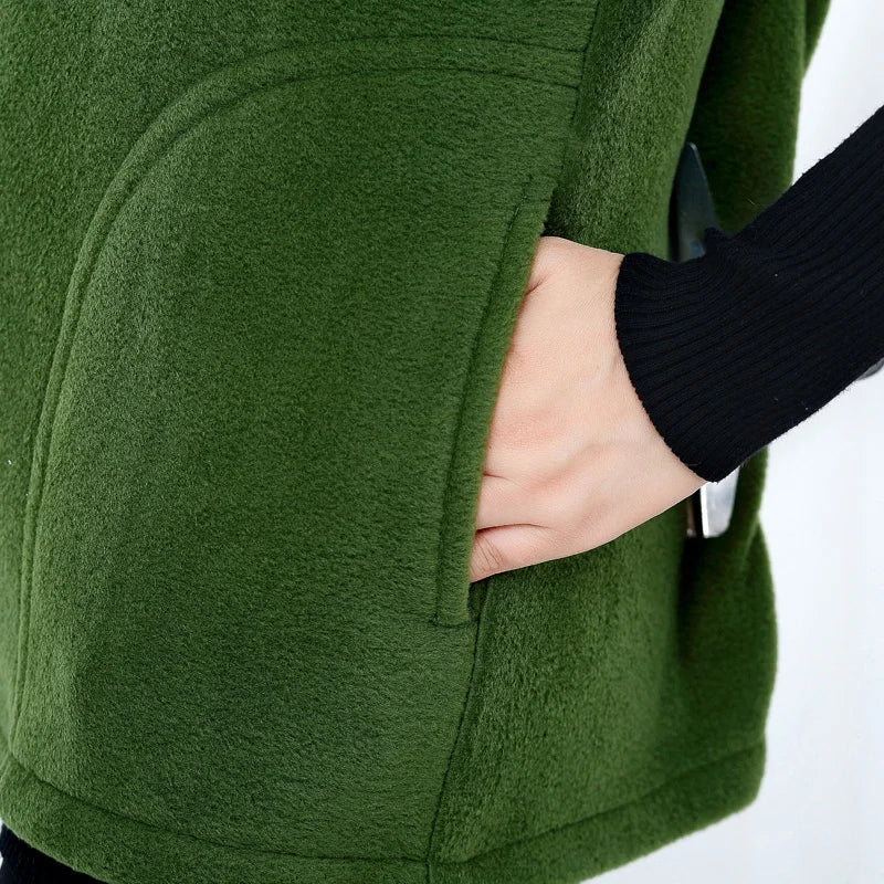 Women's fleece vest with stand-up collar and zipper