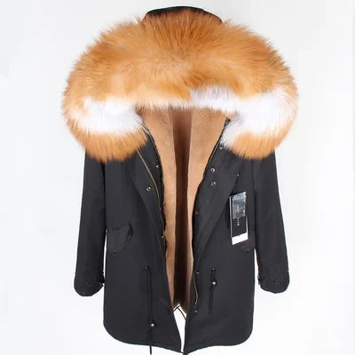 Women's Winter Parka with Large Faux Fur Collar & Warm Lining
