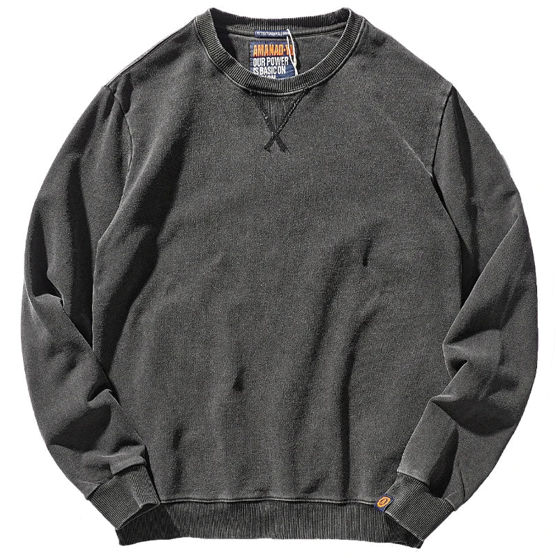 Unisex Sweatshirt Rundhalsausschnitt Langarm Baumwoll-Optik Gewaschen