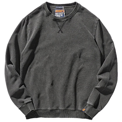 Unisex Sweatshirt Rundhalsausschnitt Langarm Baumwoll-Optik Gewaschen